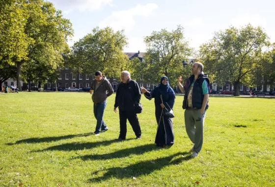 People walking in a park