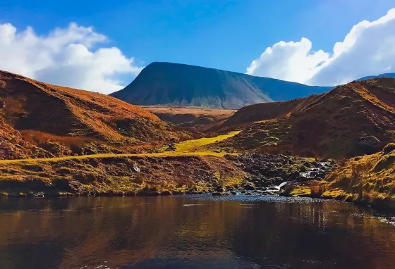 Brecon Beacon mountains and a lake