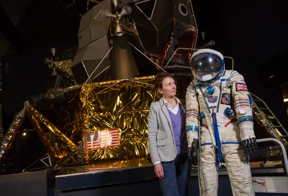 Helen Sharman and her spacesuit