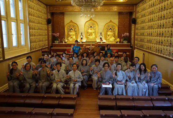 A meditation class at the temple