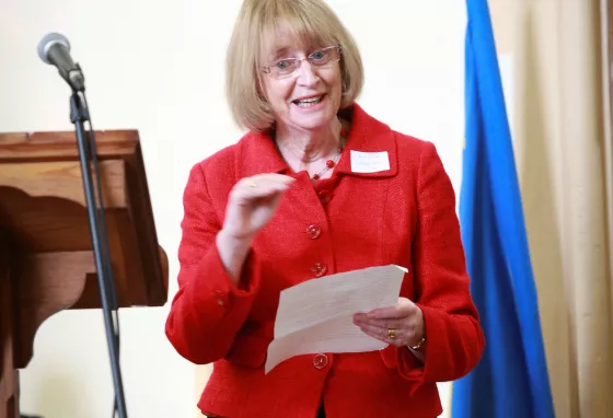 Carys Howell speaking at an event