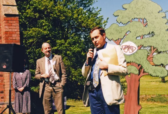 Sir Peter Luff opens Grafton Wood in 1997 with then Trust Chairman Ron Stanton