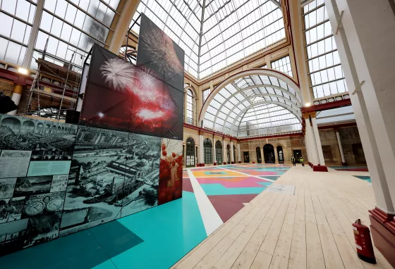 Alexandra Palace's East Court with interactive history installation