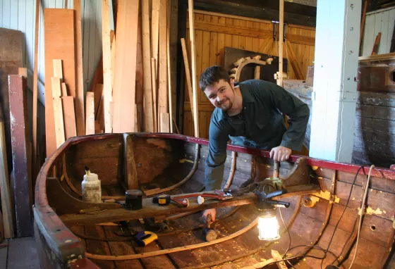 Trainee at work at Blyth Tall Ship project