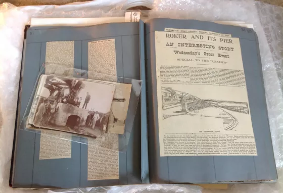 Family album depicting construction of Roker Pier