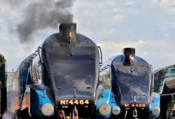 Locomotives outside the Barrow Hill Roundhouse