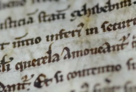 Close-up of the 1215 Magna Carta at Salisbury Cathedral