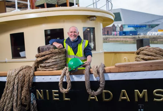 Dave Lowles on board the Daniel Adamson