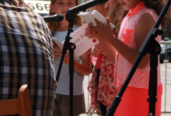 One of the young poets reading at Yarm1914 festival