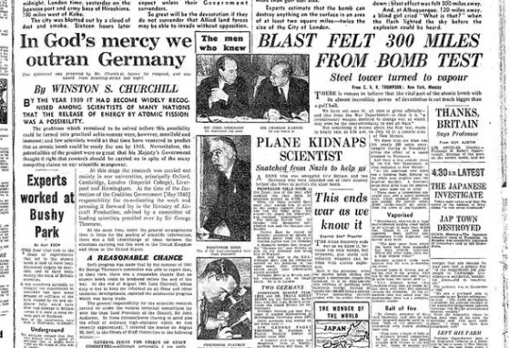 Daily Express article about the dropping of the atom bomb on Hiroshima