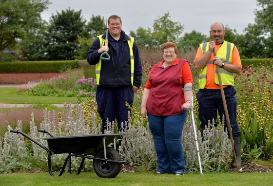 Tom Emery, Patricia Roberts and Matt Bateman, volunteers at Burslem Park