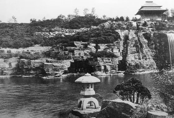 Japanese Lake at Historic Rivington Terraced Garden in the 1920s