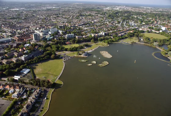 A view of Poole Park from the air