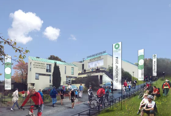 Artist impression of the Cathkin Braes Mountain Bike and Activity Centre