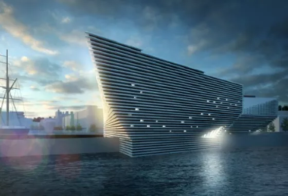 Artist's impression of the V&A Dundee at dusk