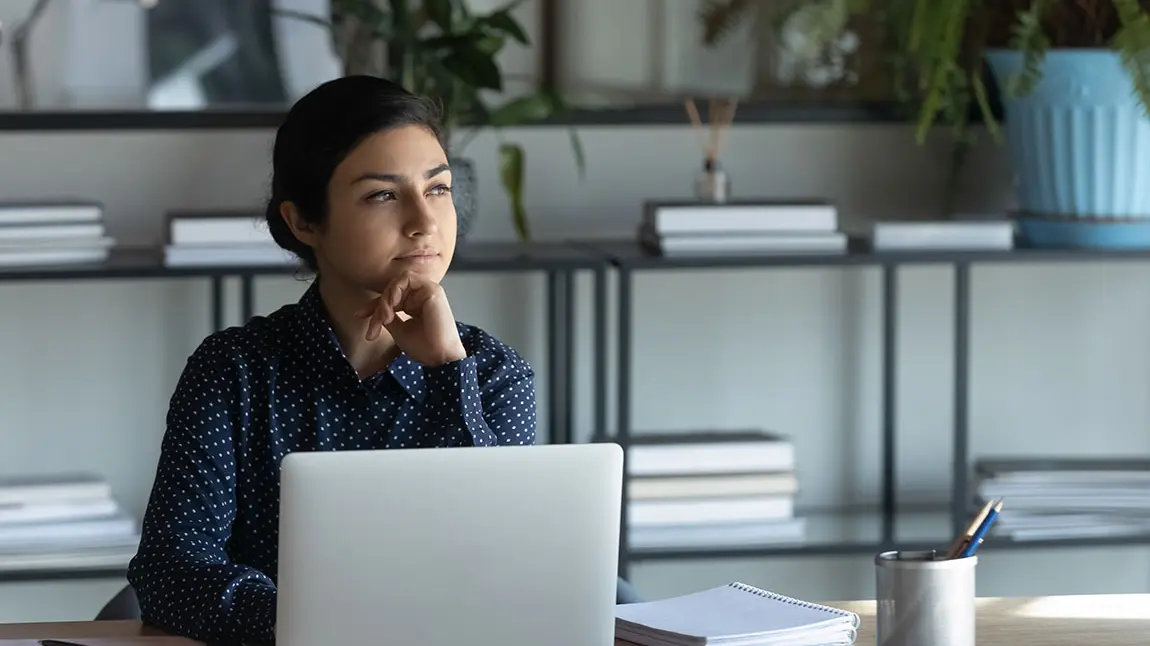 Young woman with computer