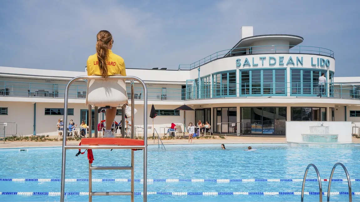 A lifeguard at Saltdean Lido