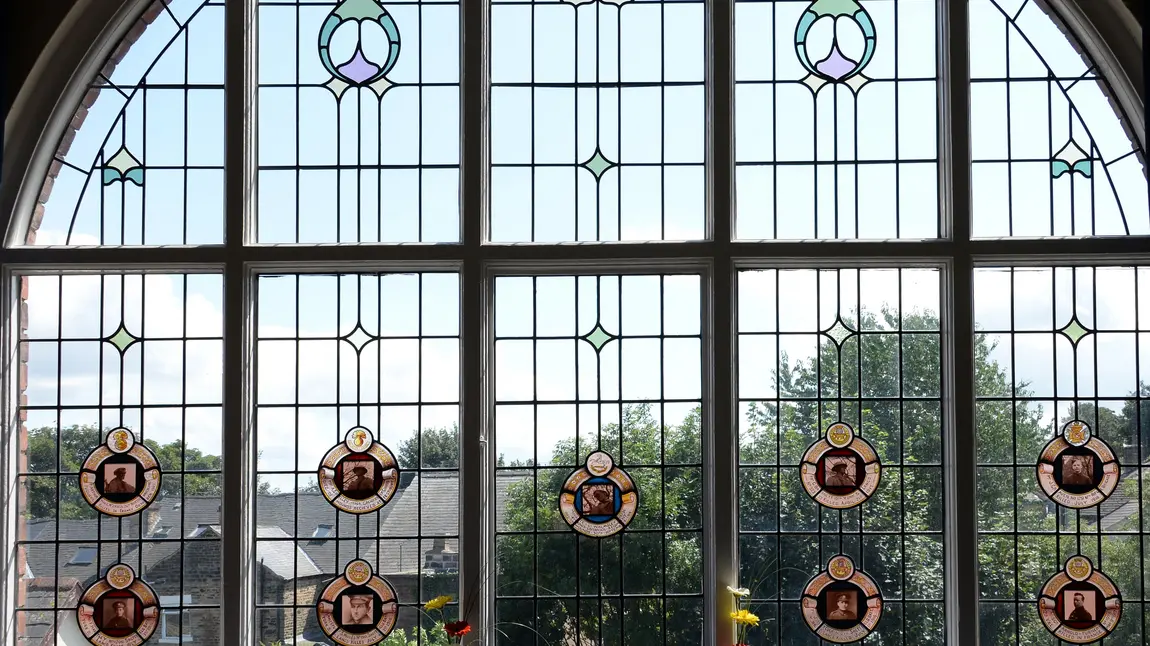 A memorial window at the Walkley Community Centre