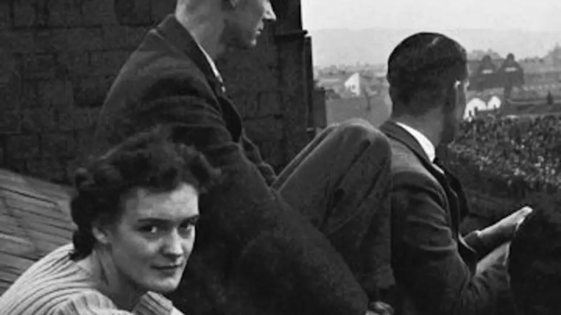 Dan Smith and his wife Ada, 1939, watching the match at St James’ Park from the rooftop 