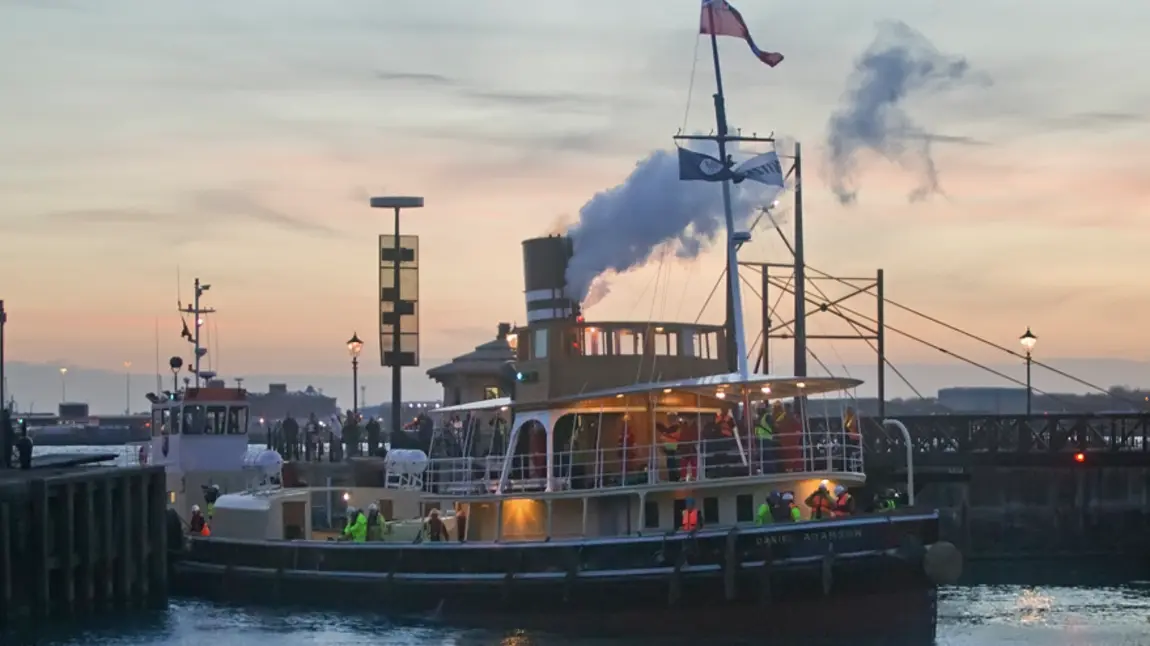 The Daniel Adamson crossing the Mersey