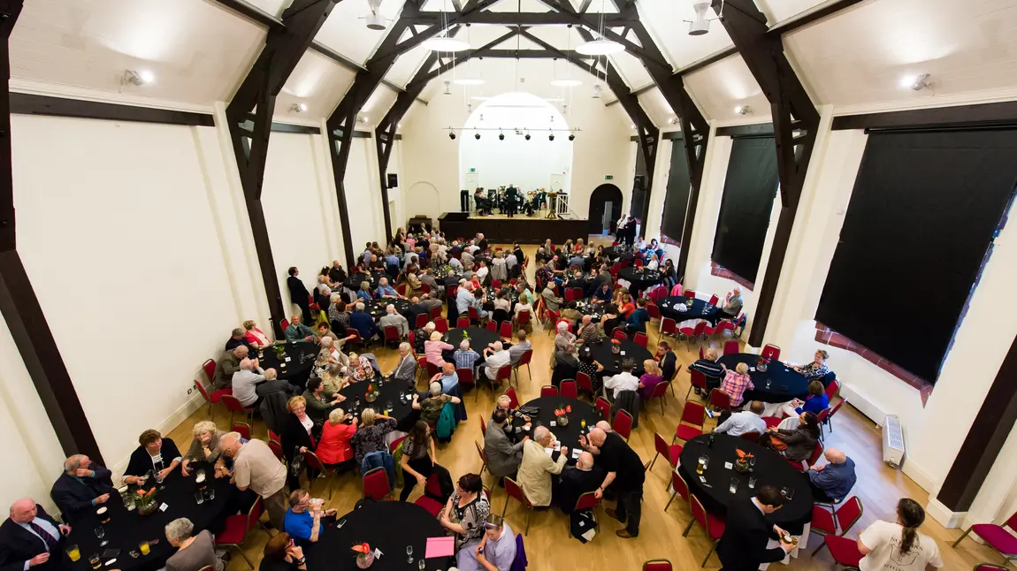 The Florrie's refurbished hall, filled with people attending an event