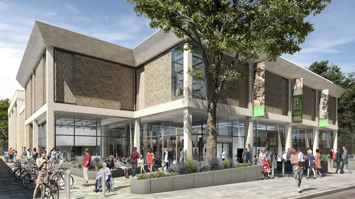 Exterior CGI of completed National Army Museum