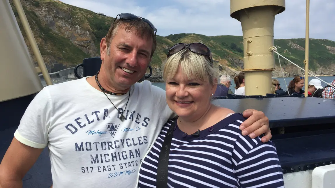 Rachel and Andy on the boat