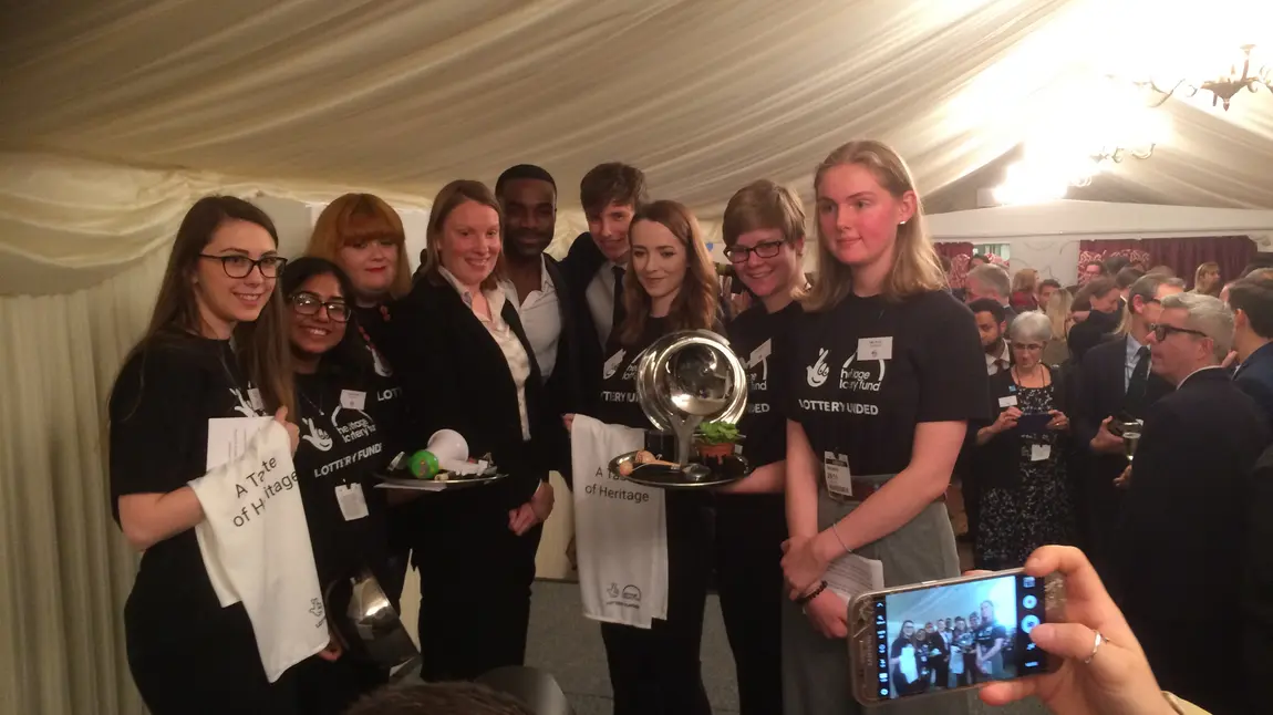 Laura and some of her fellow DustKickers at the Houses of Parliament with Sport and Civil Society Secretary Tracey Crouch, Actor Eddie Redmayne and Presenter Ore Aduba