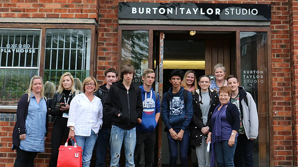 Some of the young people involved in the project outside the Burton Taylor Studio