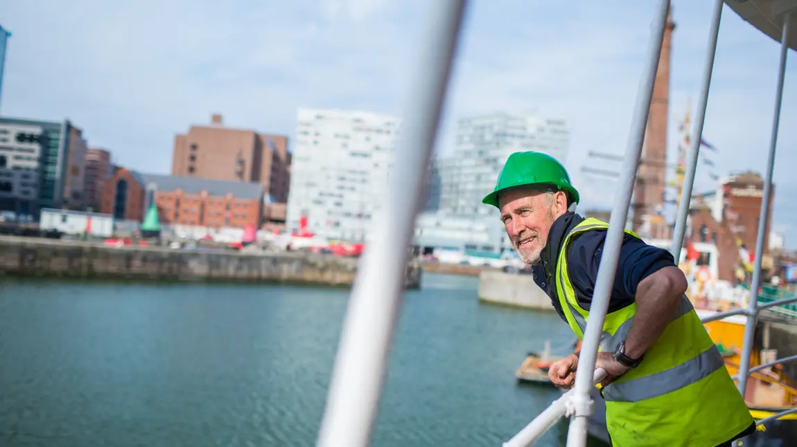 Dave on board the Daniel Adamson at Liverpool's Albert Dock