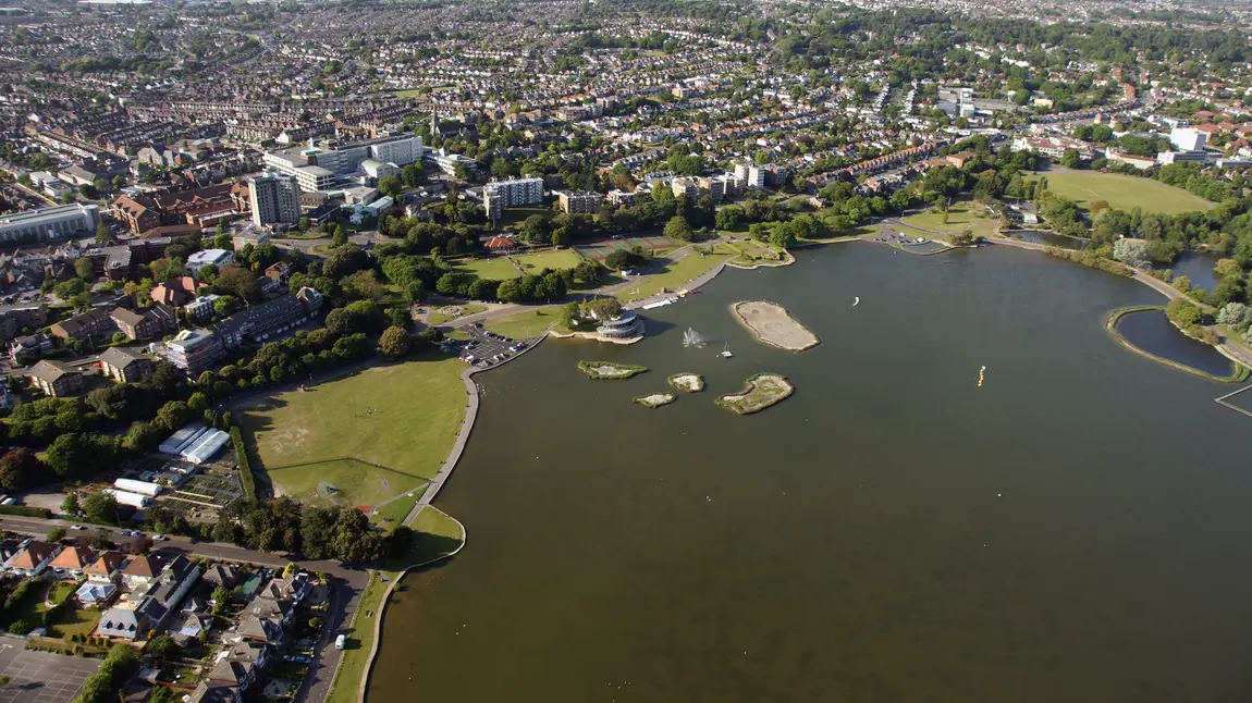 A view of Poole Park from the air