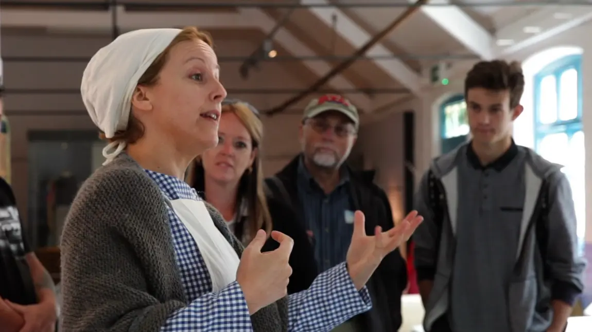 Rachel Duffield giving a tour at Gressenhall Farm and Workhouse museum