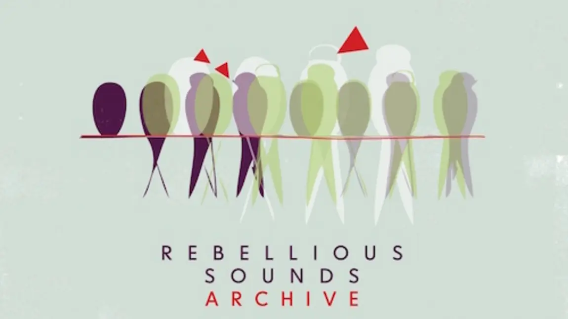 The Rebellious Sounds Archive logo, which resembles birds on a line