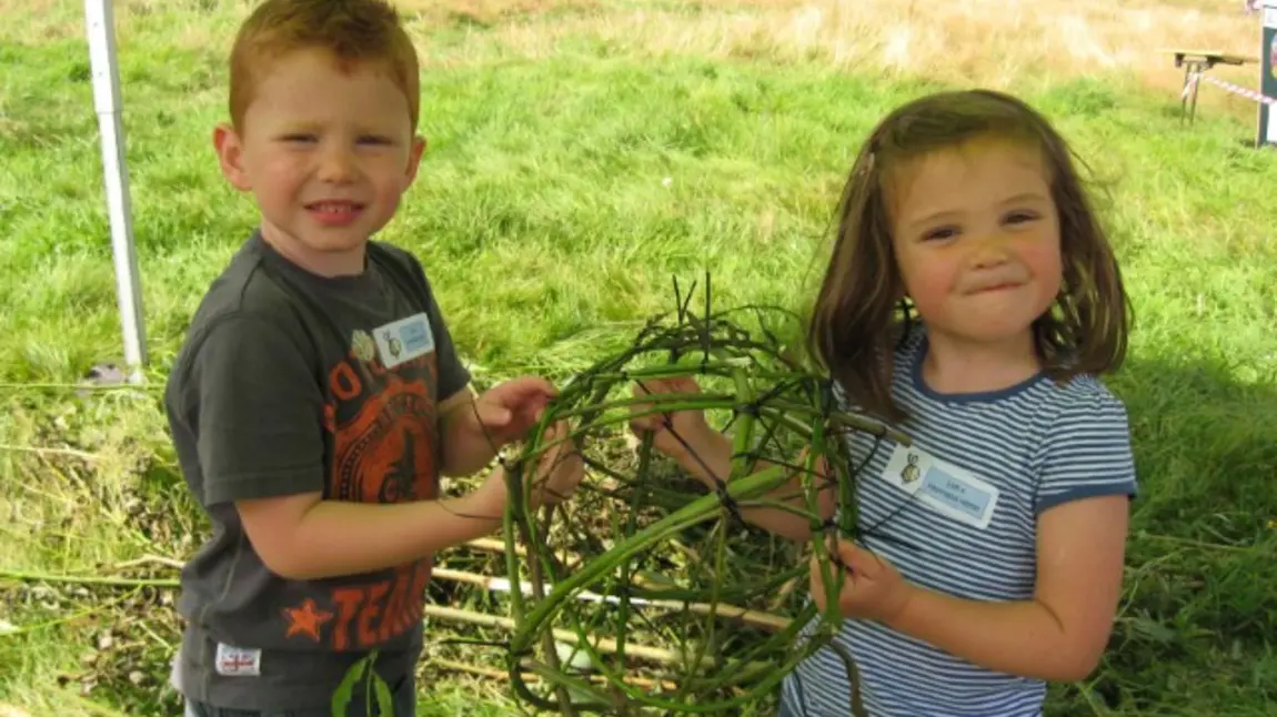 Staffordshire Wildlife Trust Children making willow sculputes, part of the Celebrating Our Heathland heritage project